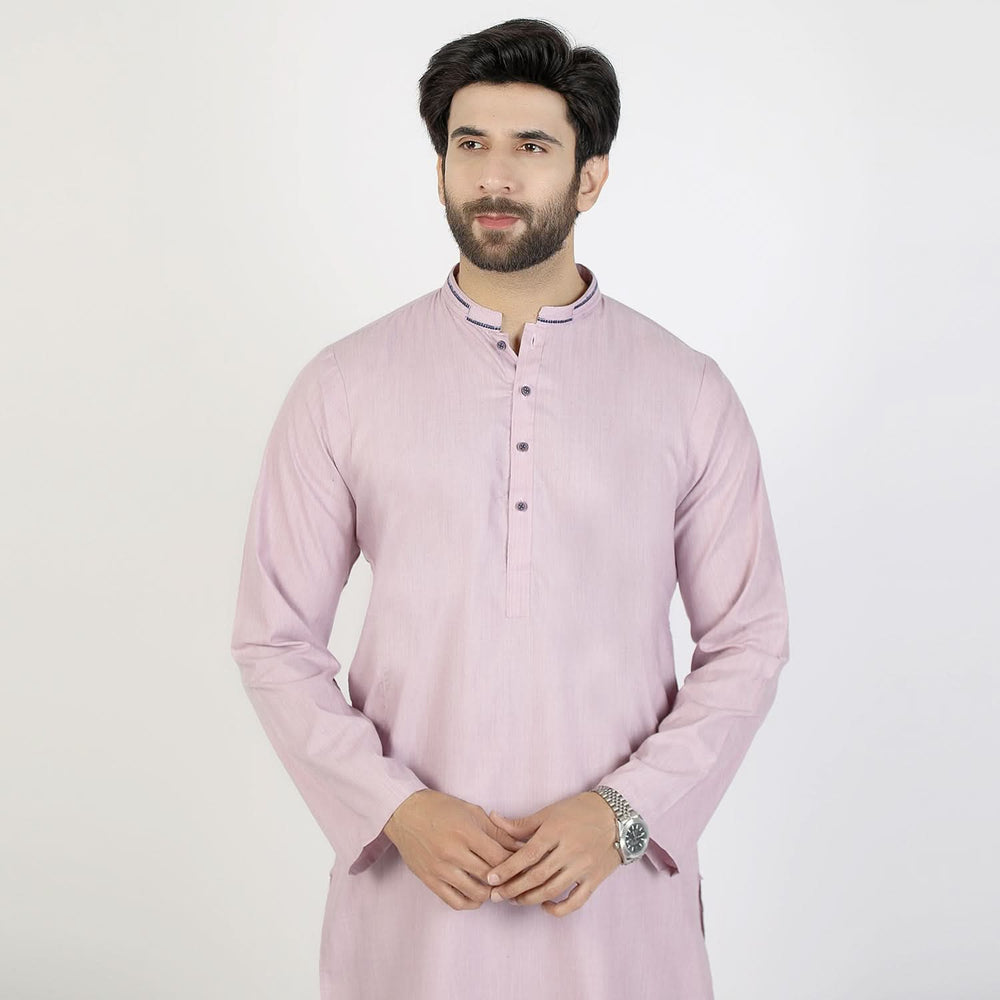 Men's Slim Fit Shalwar Suit - Tea Pink, Men's Shalwar Kameez, Chase Value, Chase Value
