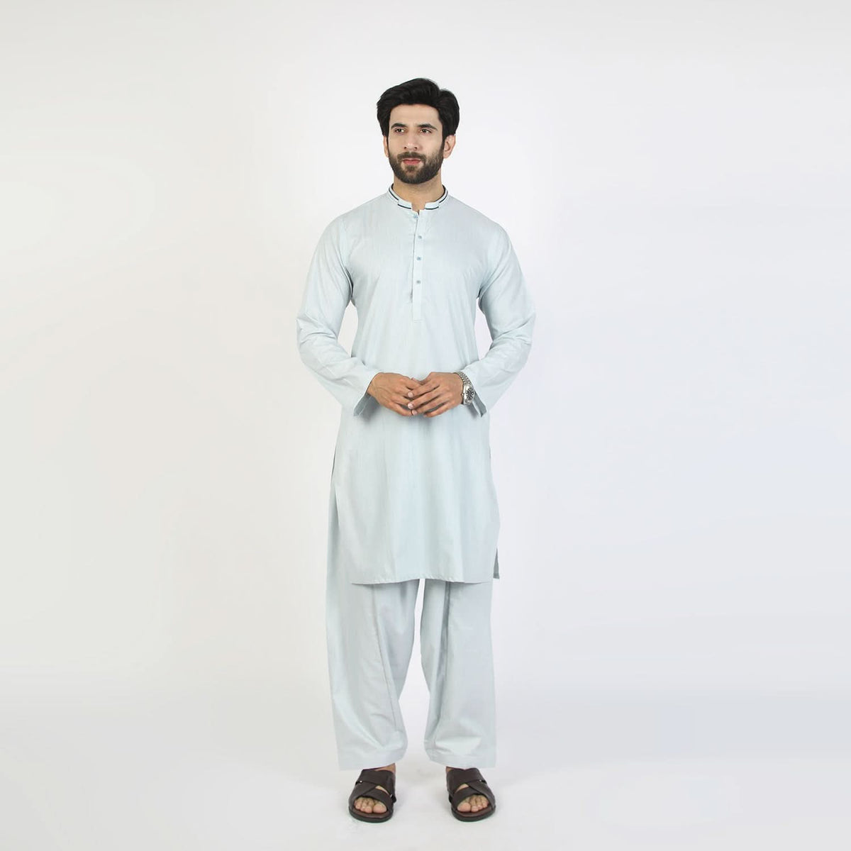 Men's Slim Fit Shalwar Suit - Aqua, Men's Shalwar Kameez, Chase Value, Chase Value