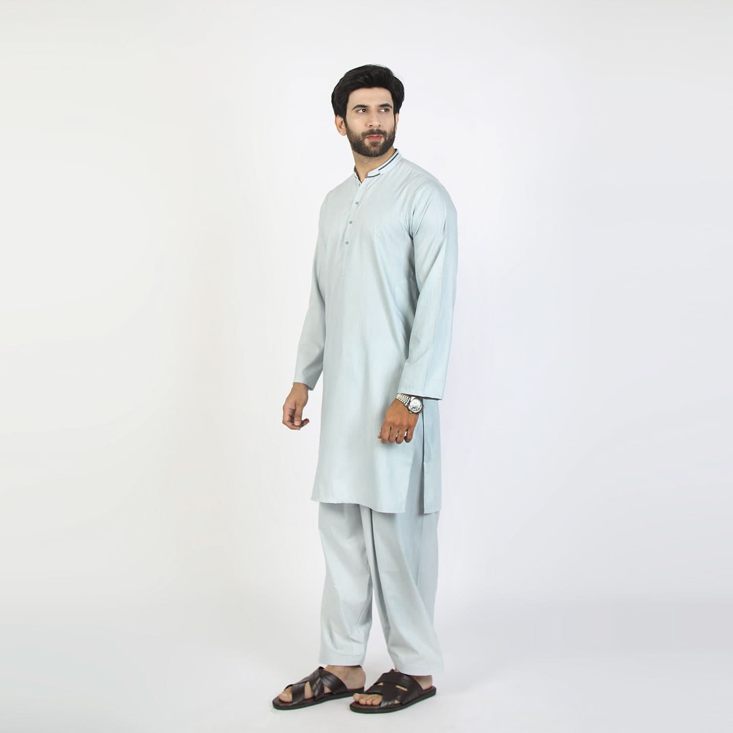 Men's Slim Fit Shalwar Suit - Aqua, Men's Shalwar Kameez, Chase Value, Chase Value