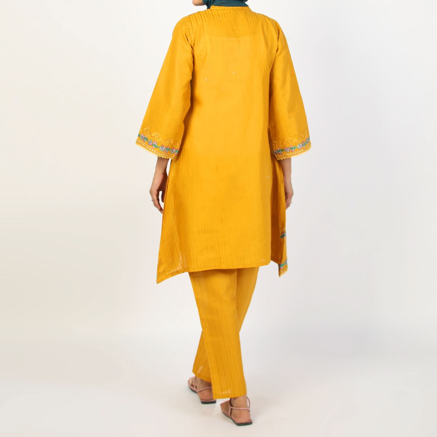 Women's Dorya 2Pcs Suit - Mustard, Women Shalwar Suits, Chase Value, Chase Value