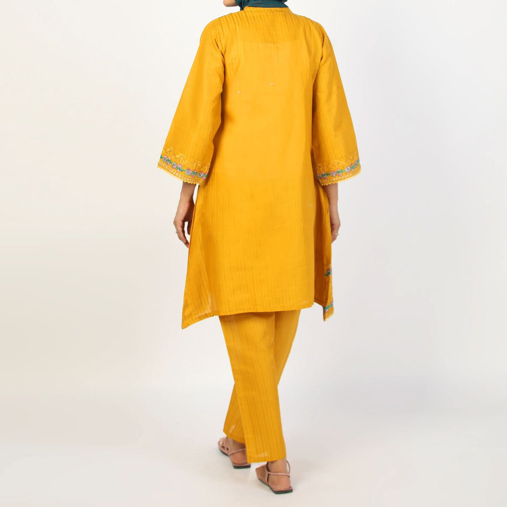 Women's Dorya 2Pcs Suit - Mustard, Women Shalwar Suits, Chase Value, Chase Value