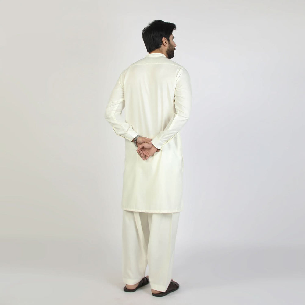 Eminent Men's Trim Fit Embrioded Shalwar Suit - Off White, Men's Shalwar Kameez, Eminent, Chase Value