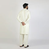 Eminent Men's Trim Fit Embrioded Shalwar Suit - Off White, Men's Shalwar Kameez, Eminent, Chase Value