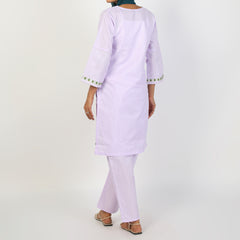 Women's Slub 2Pcs Suit - Light Purple