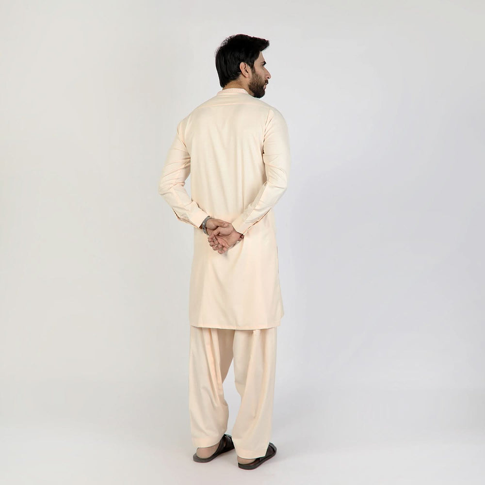 Eminent Men's Trim Fit Embrioded Shalwar Suit - Fawn, Men's Shalwar Kameez, Eminent, Chase Value