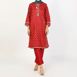 Women's Printed 3Pcs Suit - Maroon, Women Shalwar Suits, Chase Value, Chase Value