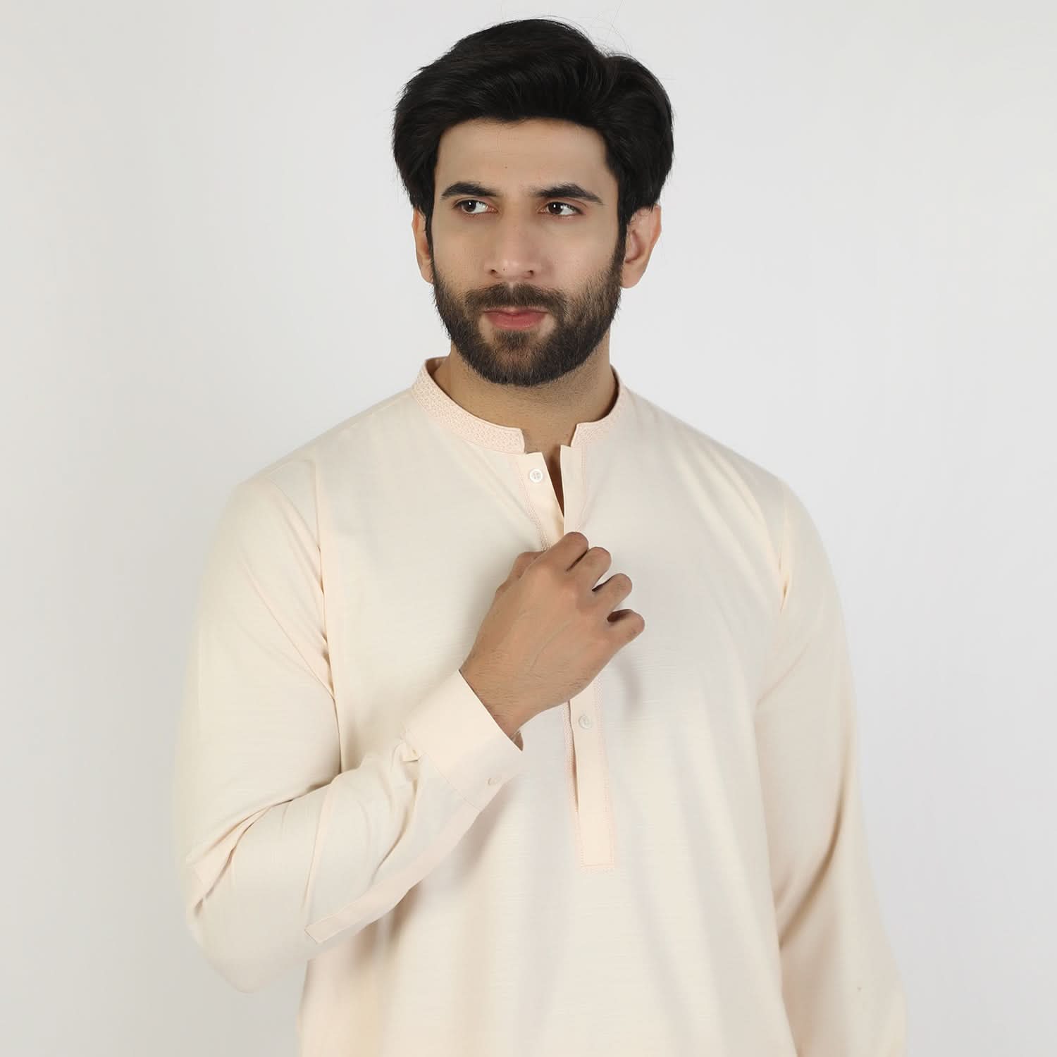 Eminent Men's Trim Fit Embrioded Shalwar Suit - Fawn, Men's Shalwar Kameez, Eminent, Chase Value