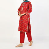 Women's Printed 3Pcs Suit - Maroon, Women Shalwar Suits, Chase Value, Chase Value
