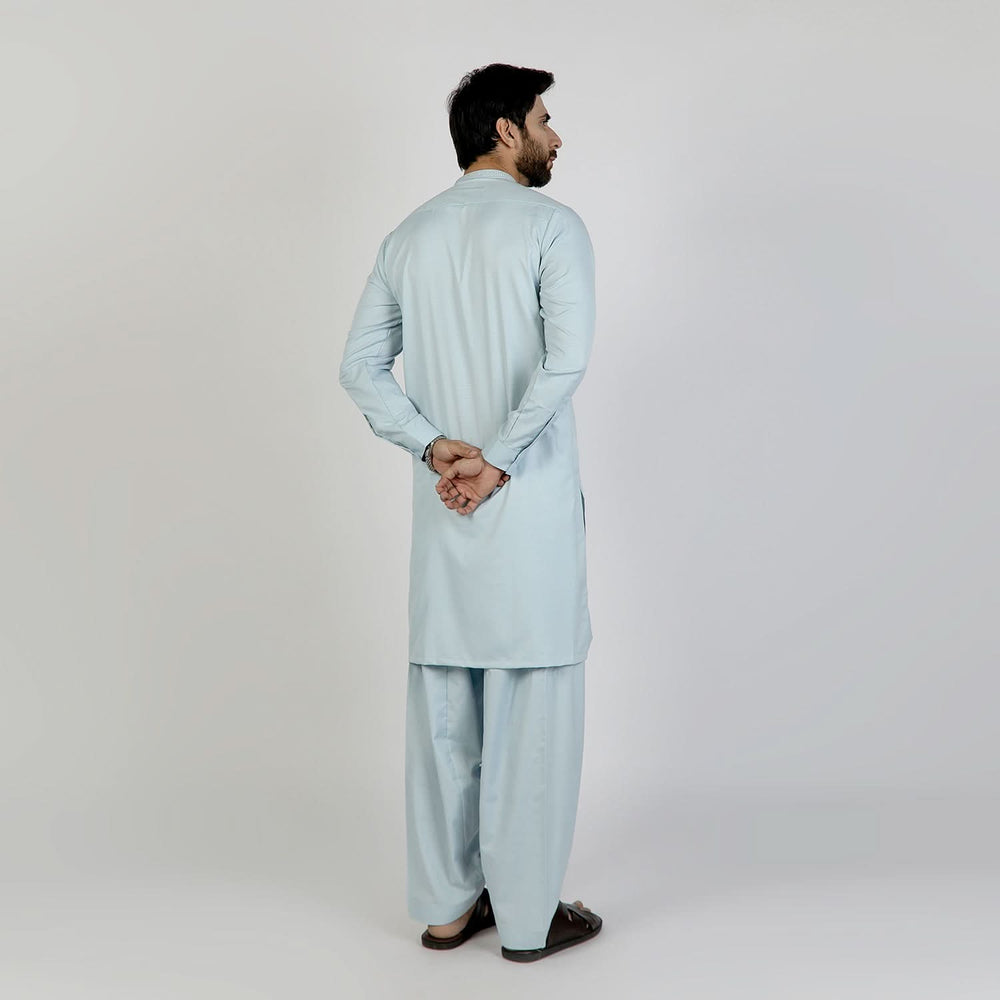 Eminent Men's Trim Fit Embrioded Shalwar Suit - Sky Blue, Men's Shalwar Kameez, Eminent, Chase Value