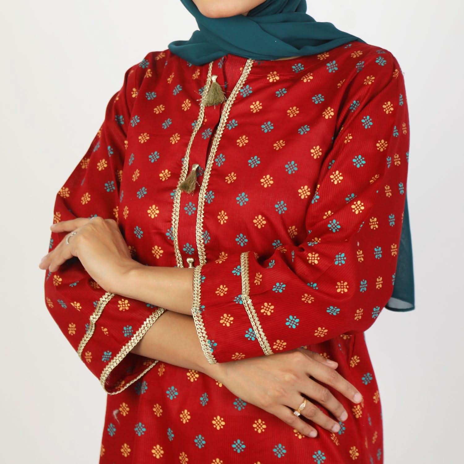 Women's Printed 3Pcs Suit - Maroon, Women Shalwar Suits, Chase Value, Chase Value