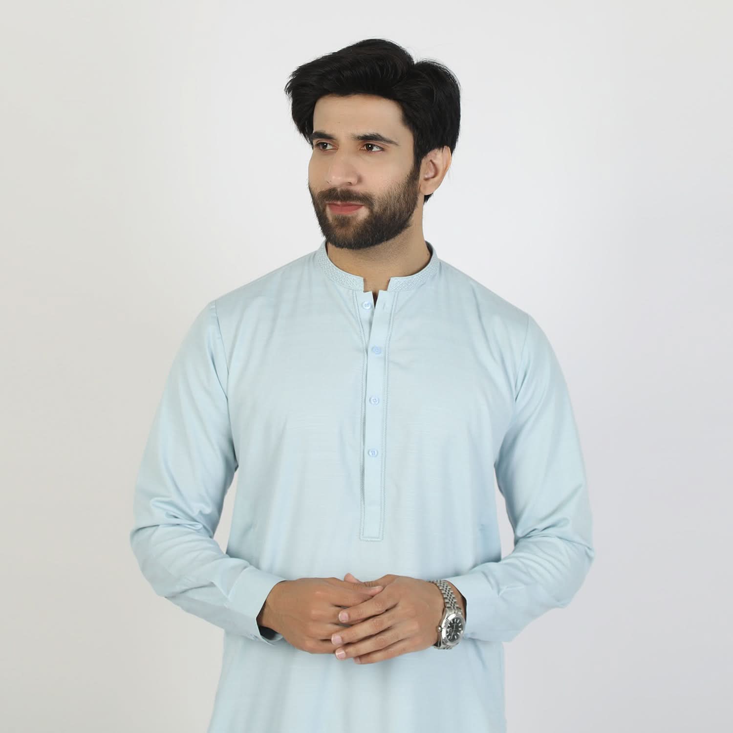 Eminent Men's Trim Fit Embrioded Shalwar Suit - Sky Blue, Men's Shalwar Kameez, Eminent, Chase Value