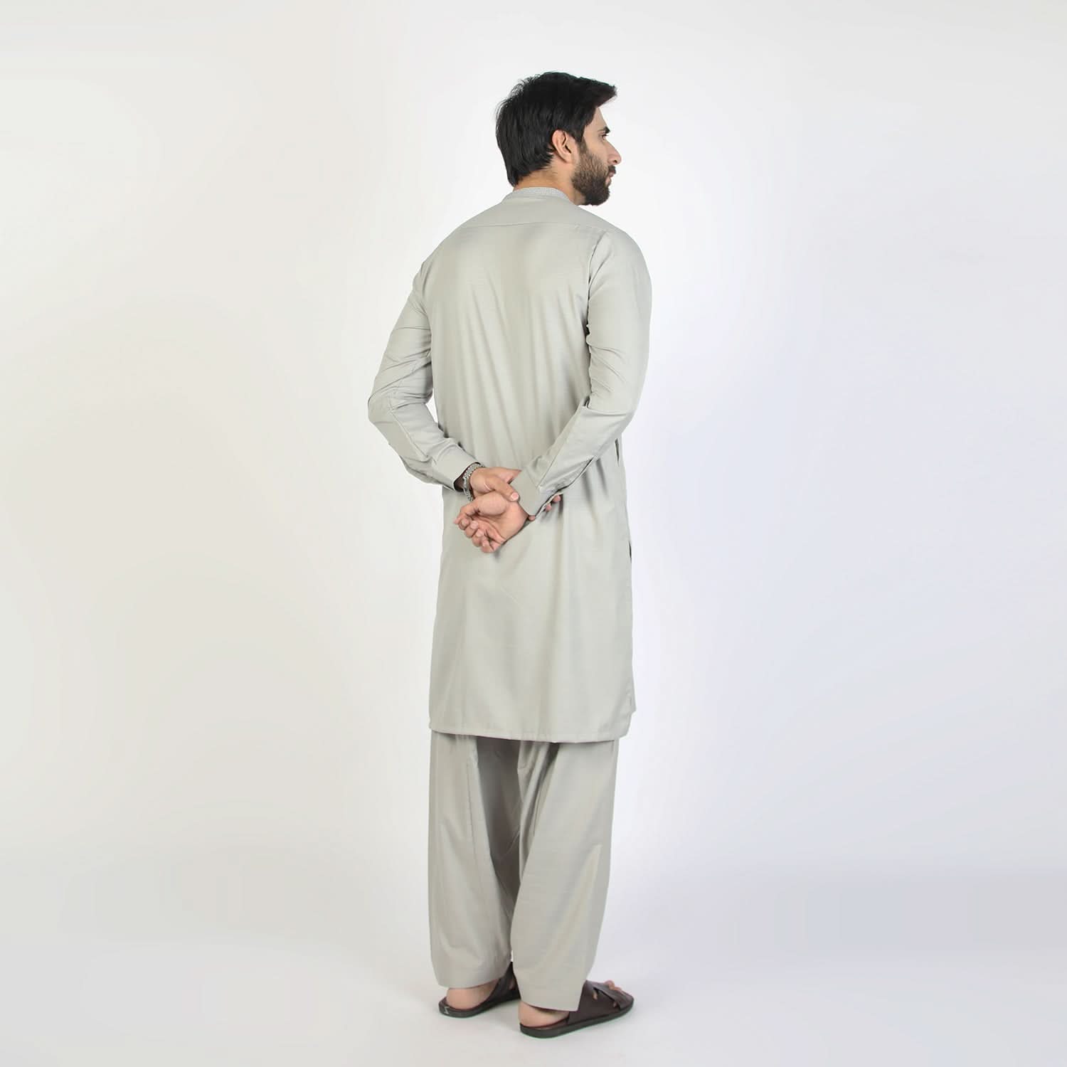 Eminent Men's Trim Fit Embrioded Shalwar Suit - Grey, Men's Shalwar Kameez, Eminent, Chase Value