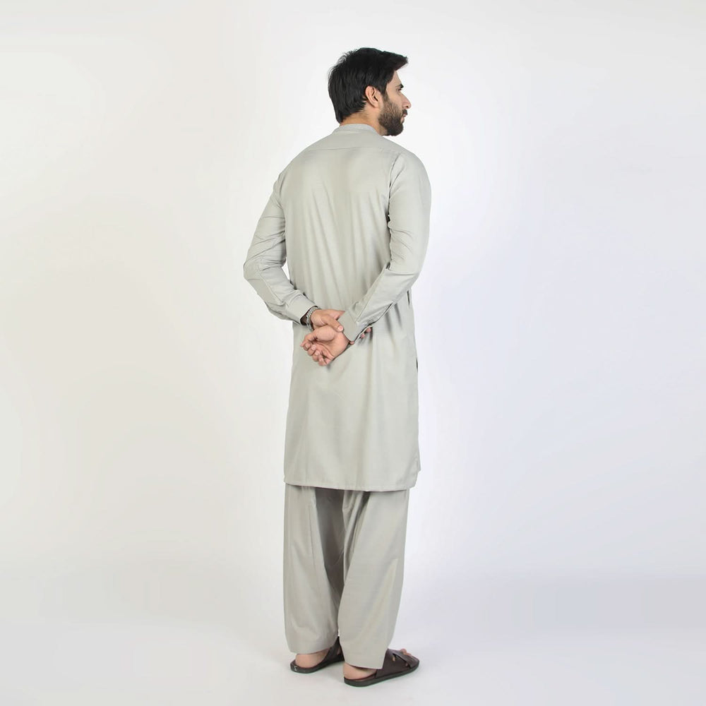 Eminent Men's Trim Fit Embrioded Shalwar Suit - Grey, Men's Shalwar Kameez, Eminent, Chase Value