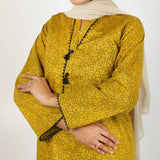 Women's Printed 3Pcs Suit - Mustard, Women Shalwar Suits, Chase Value, Chase Value