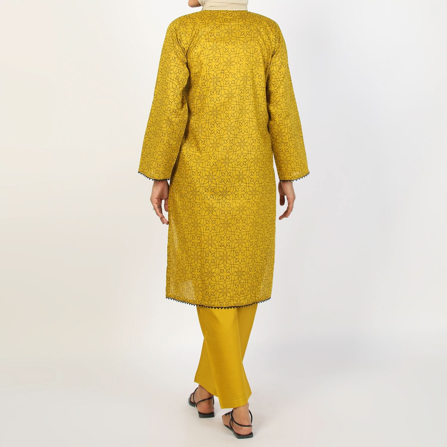 Women's Printed 3Pcs Suit - Mustard, Women Shalwar Suits, Chase Value, Chase Value