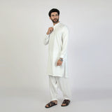 Eminent Men's Trim Fit Embrioded Shalwar Suit - White, Men's Shalwar Kameez, Eminent, Chase Value