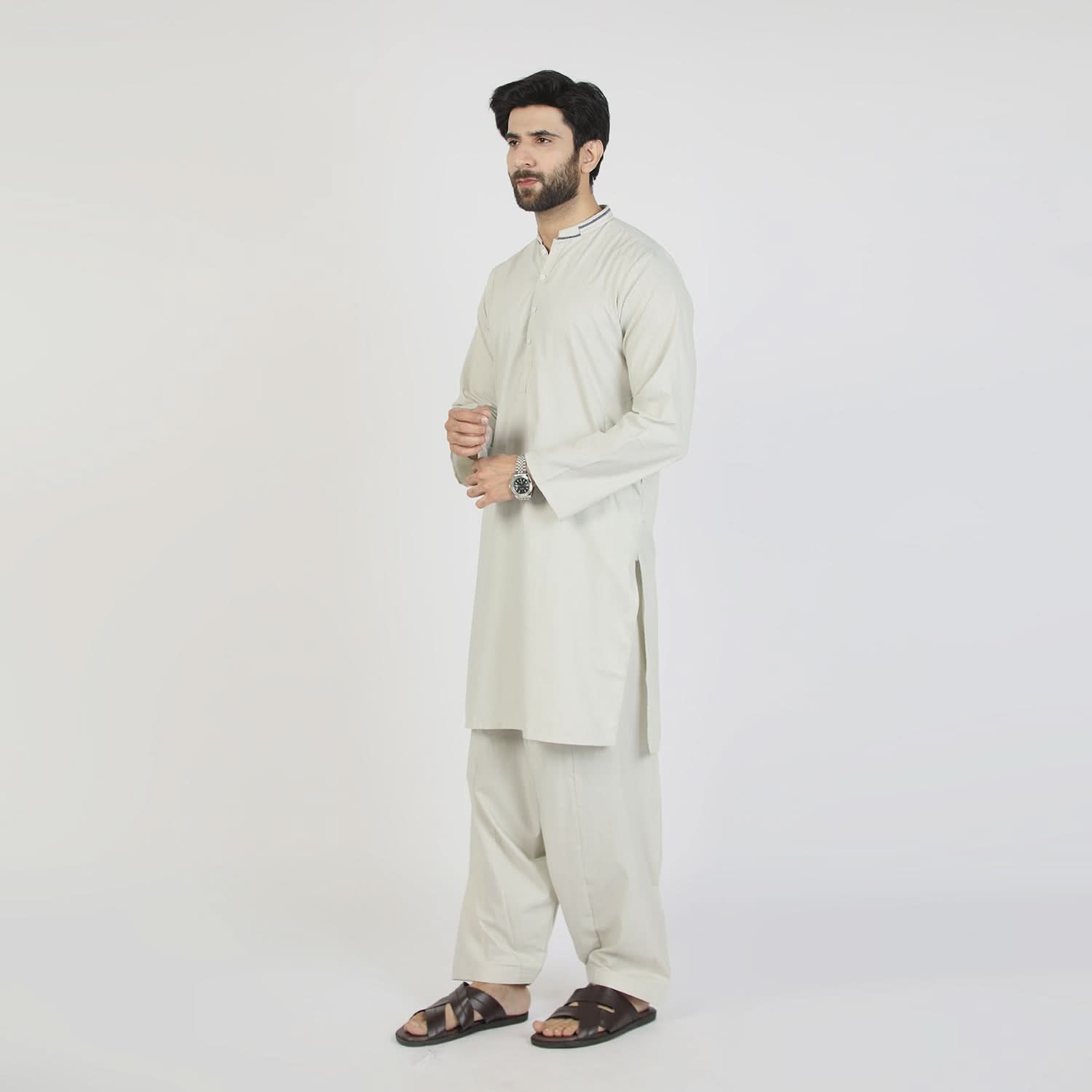 Men's Slim Fit Shalwar Suit - Pista, Men's Shalwar Kameez, Chase Value, Chase Value