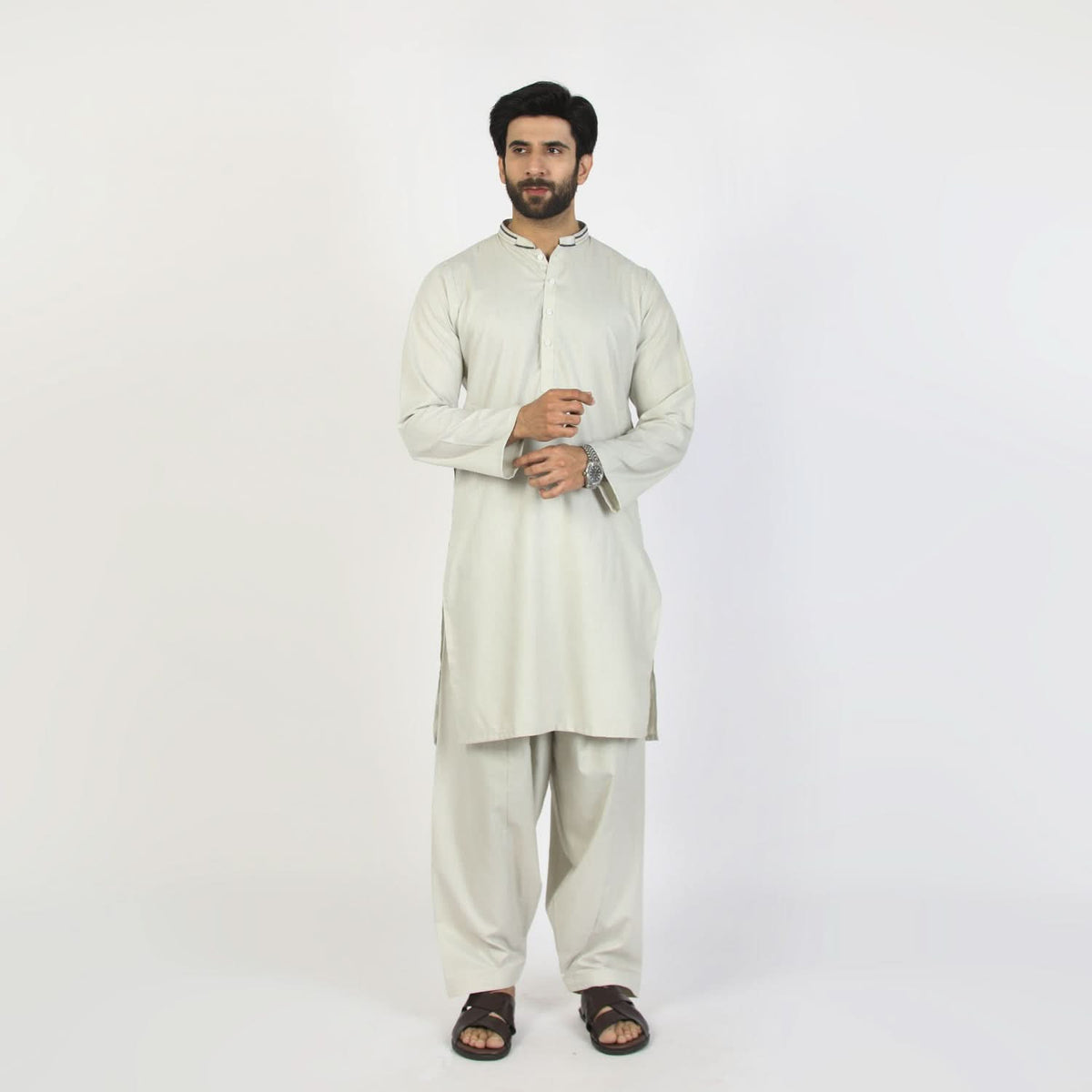 Men's Slim Fit Shalwar Suit - Pista, Men's Shalwar Kameez, Chase Value, Chase Value