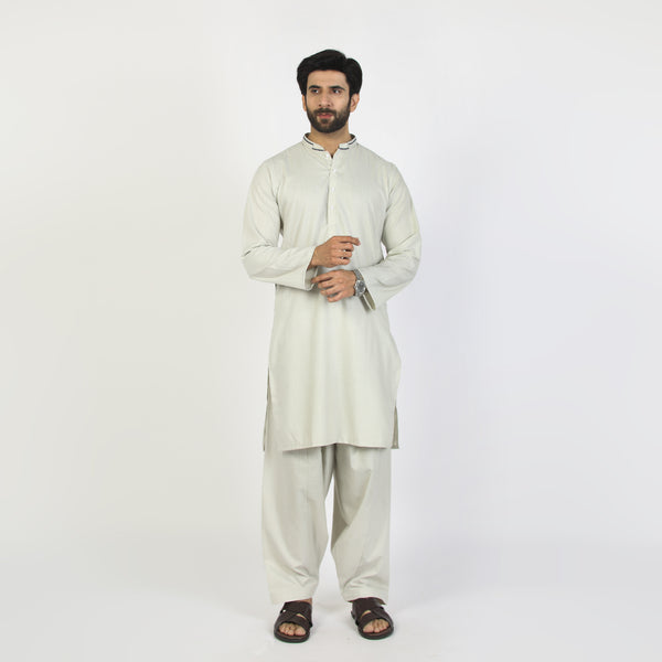 Men's Slim Fit Shalwar Suit - Pista