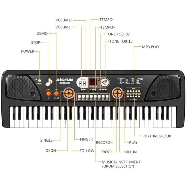 61 Keys BigFun Electronic Keyboard Piano With Mic, Musical Toys, Chase Value, Chase Value