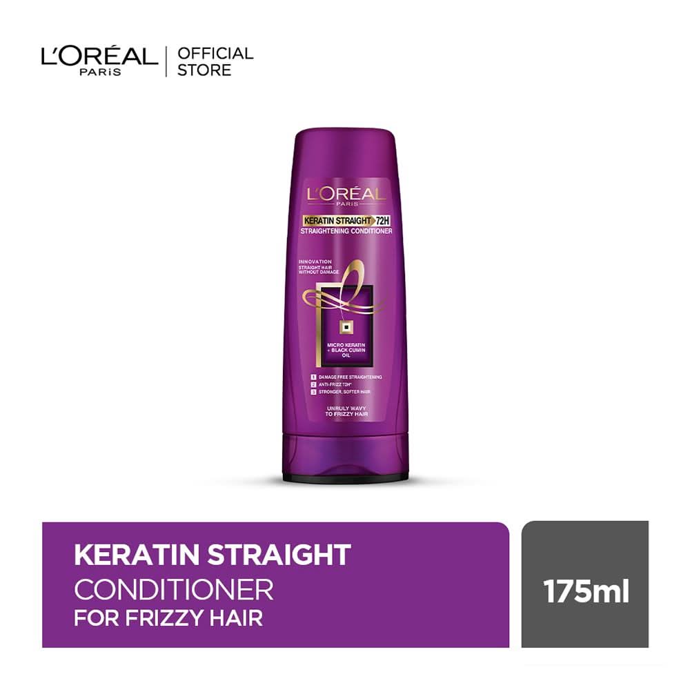 L'Oreal Paris Keratin Straight 72H Straightening Conditioner, For Unruly Wavy To Frizzy Hair, 175ml, Shampoo & Conditioner, Loreal, Chase Value