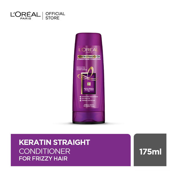 L'Oreal Paris Keratin Straight 72H Straightening Conditioner, For Unruly Wavy To Frizzy Hair, 175ml, Shampoo & Conditioner, Loreal, Chase Value