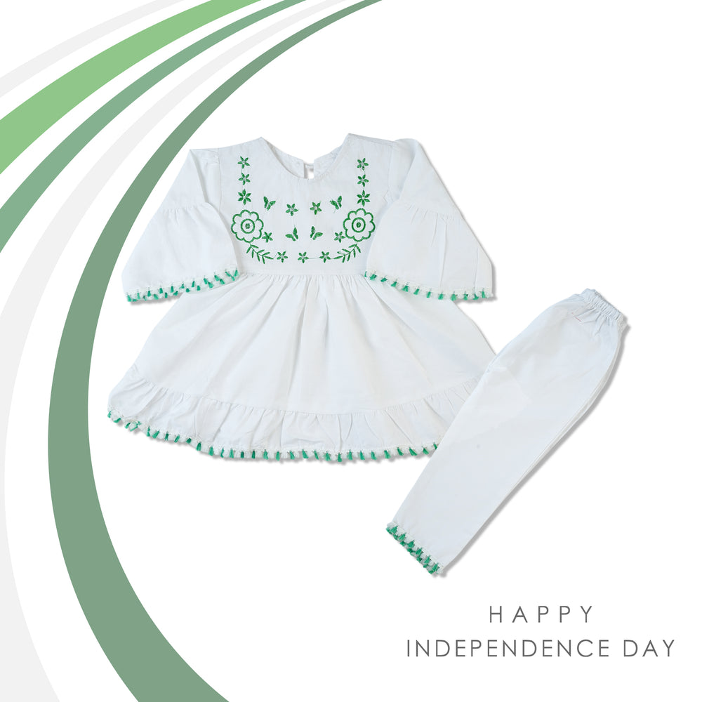 Girls Azadi Frock Suit - White, Girls Frocks, Valuable, Chase Value