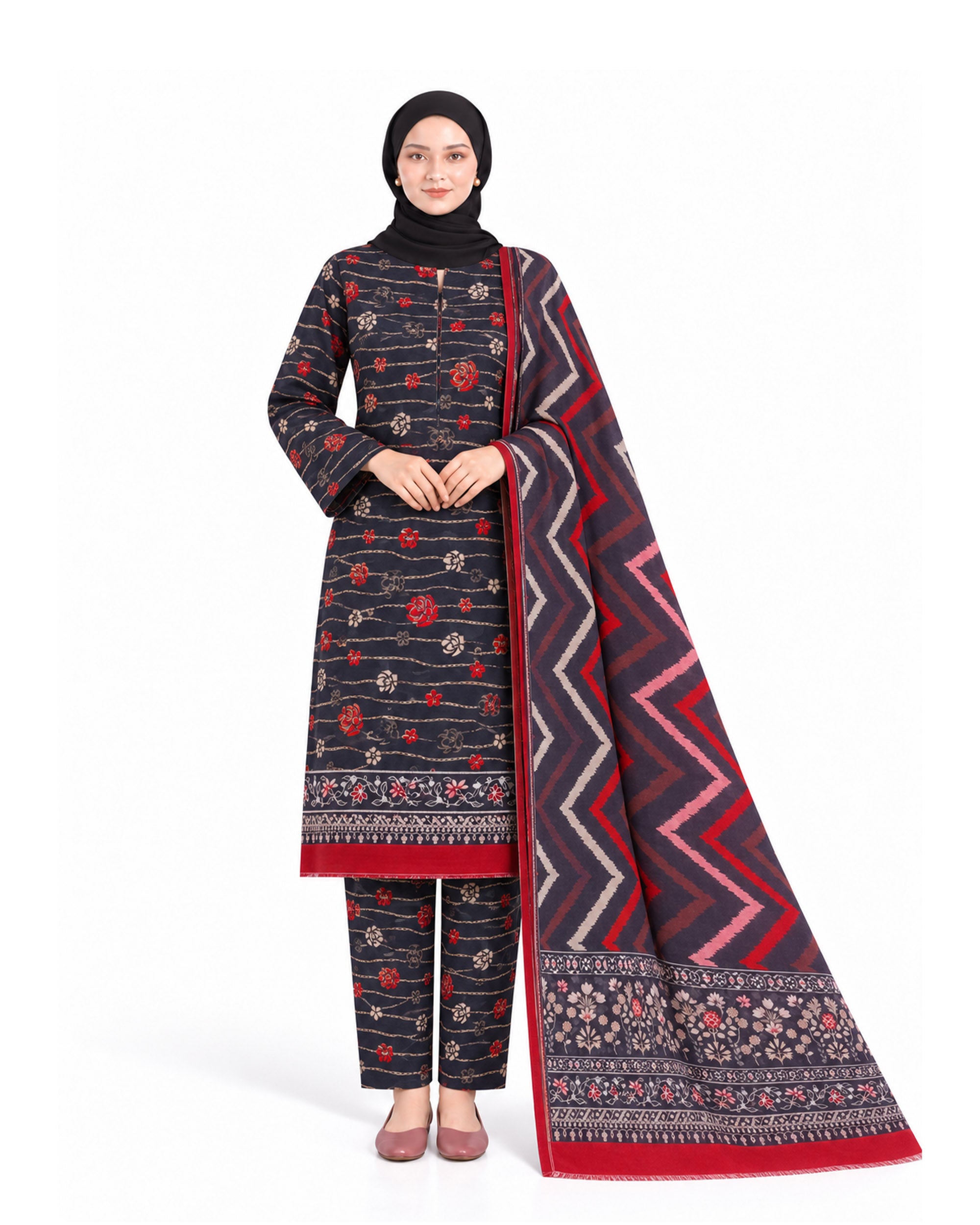 Salina Cotton Digital Printed Suit V2 - 3 Pc