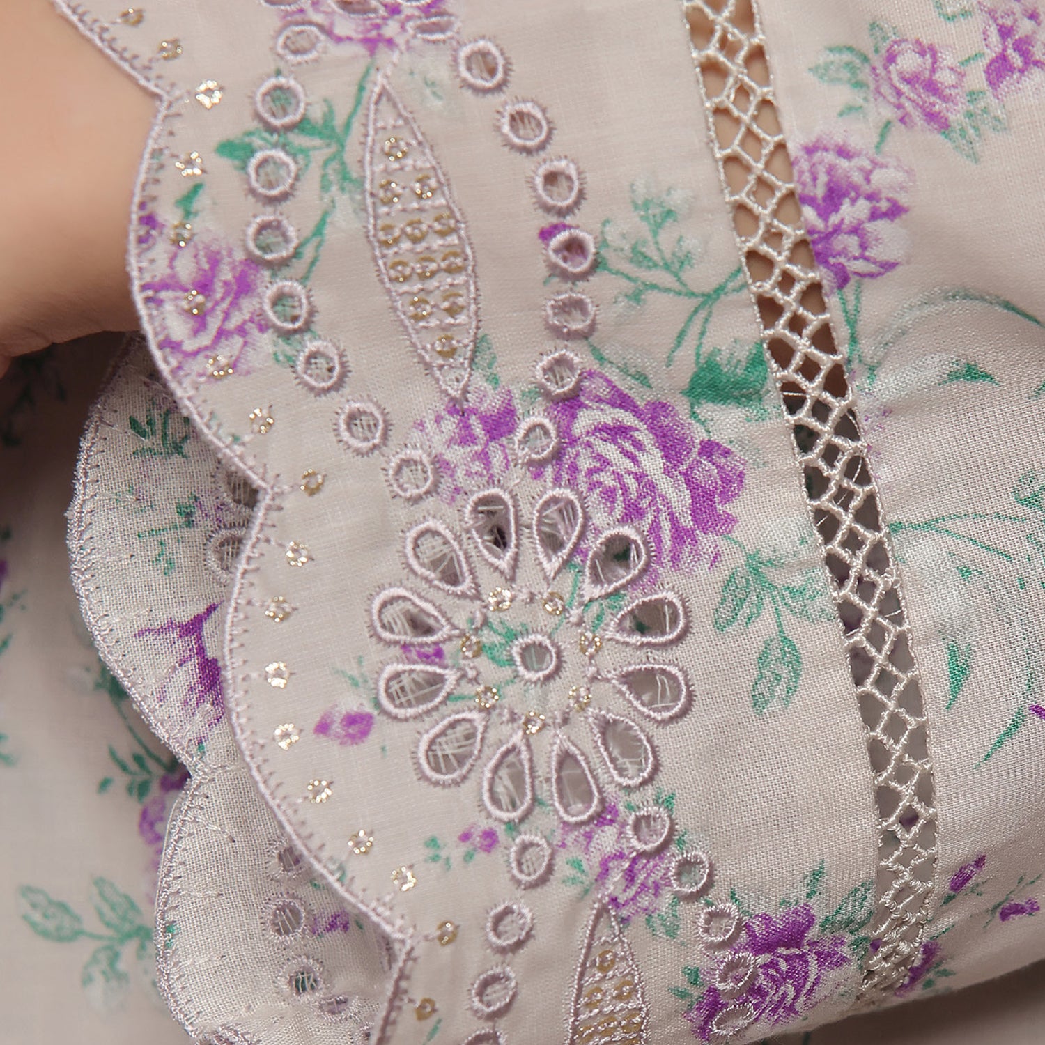 VS AIZA & MOMINA Printed Chikankari Embroidered Unstitched 3Pcs Suit - 166, Women, 3Pcs Shalwar Suit, VS Textile, Chase Value