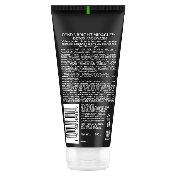 Pond's Pure Detox Anti Pollution + Purity Face Wash With Activated Charcoal - 100g