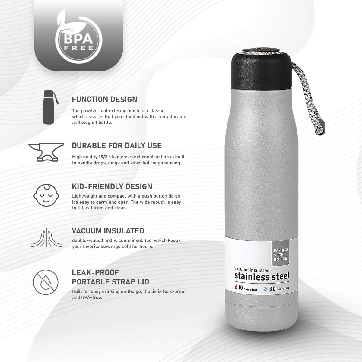 Stainless Steel Thermo Flask - 500ML - Silver, Water Bottle, Chase Value, Chase Value