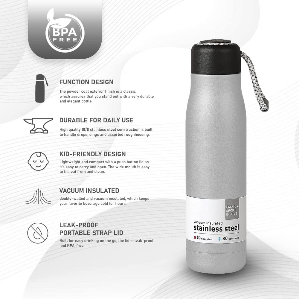 Stainless Steel Thermo Flask - 500ML - Silver, Water Bottle, Chase Value, Chase Value