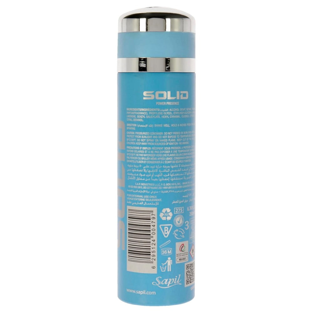 Body Spray Sapil Solid Blue 200ml, Men Body Spray & Mist, Sapil, Chase Value