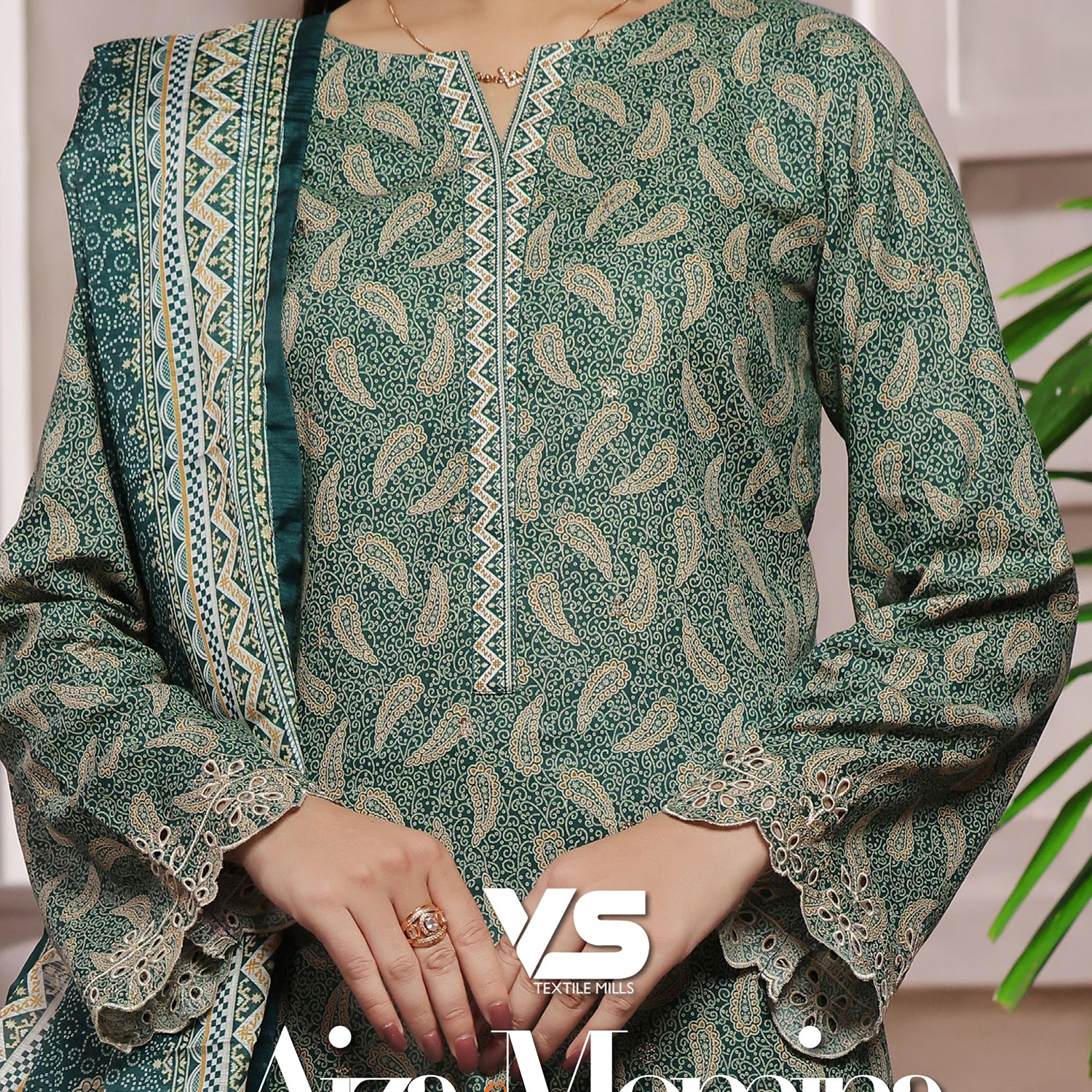 VS AIZA & MOMINA Printed Chikankari Embroidered Unstitched 3Pcs Suit - 279, Women, 3Pcs Shalwar Suit, VS Textile, Chase Value