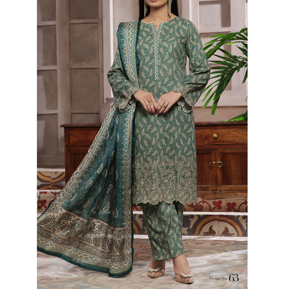 VS AIZA & MOMINA Printed Chikankari Embroidered Unstitched 3Pcs Suit - 279, Women, 3Pcs Shalwar Suit, VS Textile, Chase Value