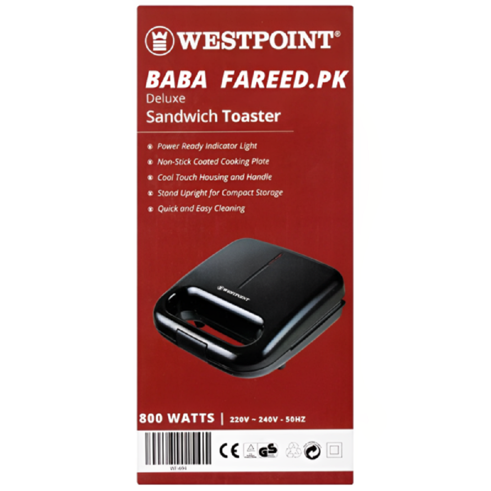West Point Sandwich Maker - 2 Slice (Steel Body) WF-694, Toaster & Hot Plate, Chase Value, Chase Value