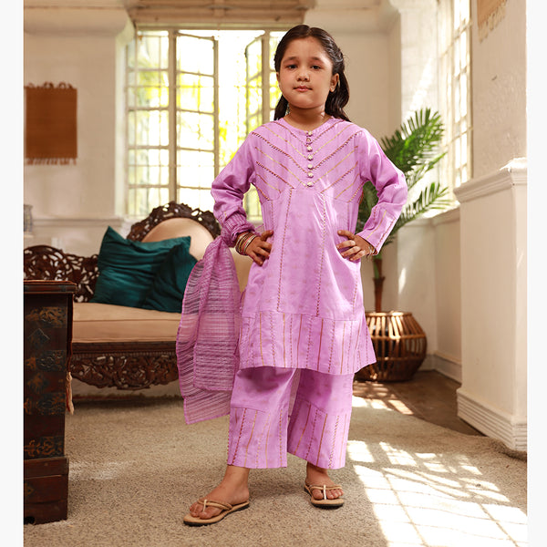 Eminent Girls Stitched Shalwar Suit - Purple