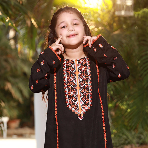 Eminent Girls Embroidered Shalwar Suit - Black, Girls Shalwar Kameez, Eminent, Chase Value