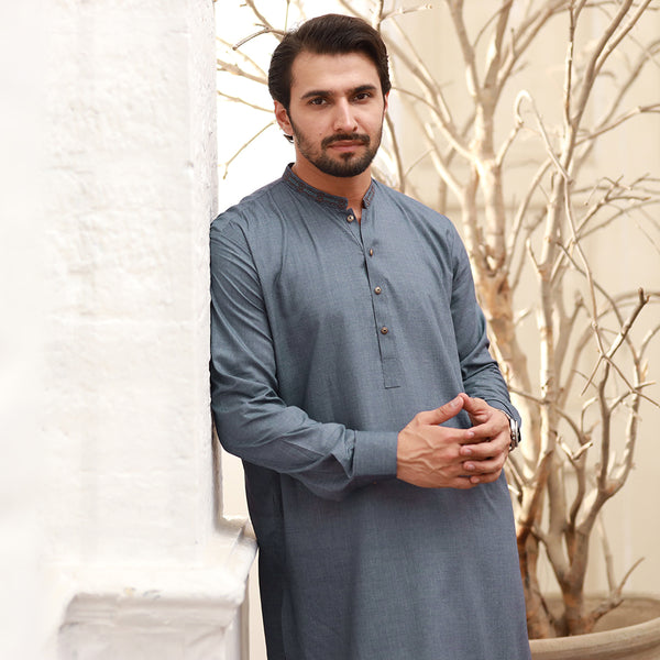 Eminent Men's Stitched Kurta Shalwar Suit - Indigo