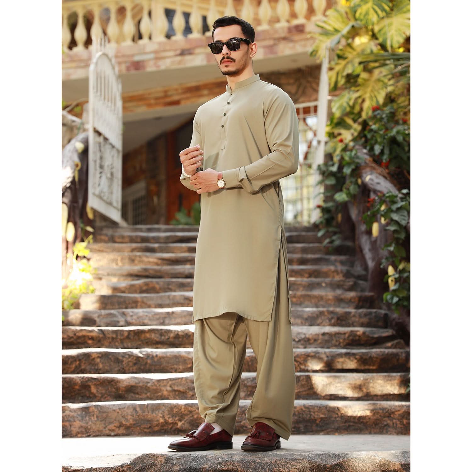 Eminent Men's Trim Fit Plain Shalwar Suits - Khaki, Men's Shalwar Kameez, Eminent, Chase Value