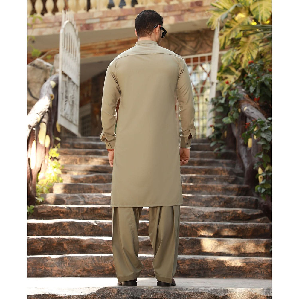Eminent Men's Trim Fit Plain Shalwar Suits - Khaki, Men's Shalwar Kameez, Eminent, Chase Value