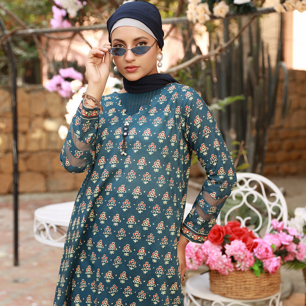 Eminent Women's Printed 02 PCS Suit - Blue, Women Shalwar Suits, Eminent, Chase Value