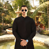 Eminent Men's Trim Fit Embroided Shalwar  Suit - Black, Men's Shalwar Kameez, Eminent, Chase Value