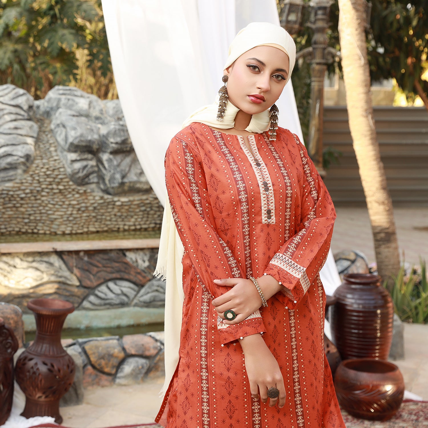 Eminent Women's Printed 2Pcs Suit - Rust, Women Shalwar Suits, Eminent, Chase Value