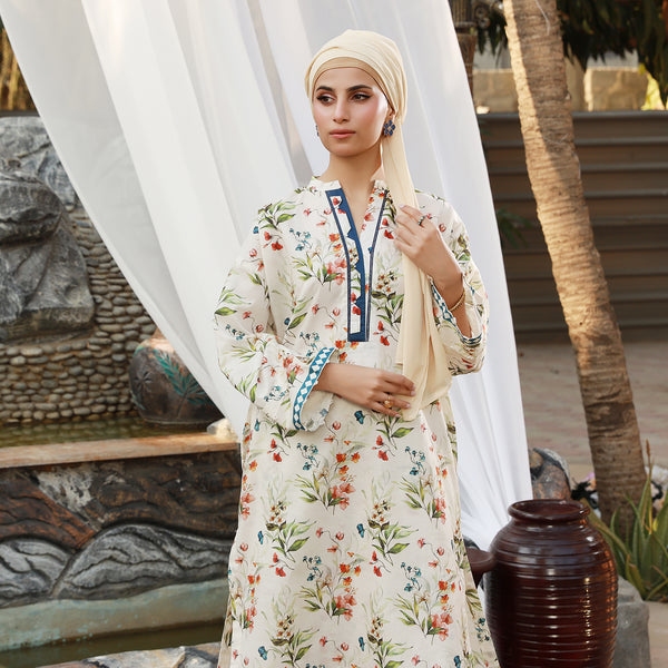 Eminent Women's Printed 02 Pcs Suit - White