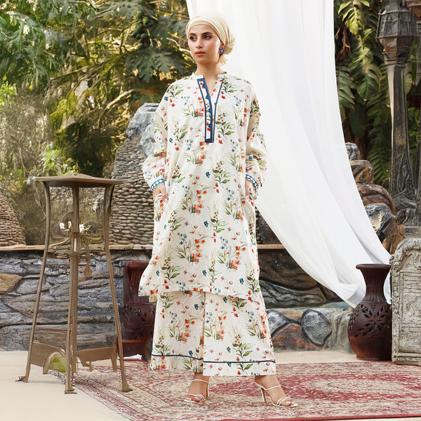Eminent Women's Printed 02 Pcs Suit - White