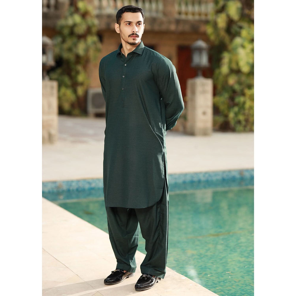 Eminent Men's Trim Fit Plain Shalwar Suits - Green, Men's Shalwar Kameez, Eminent, Chase Value