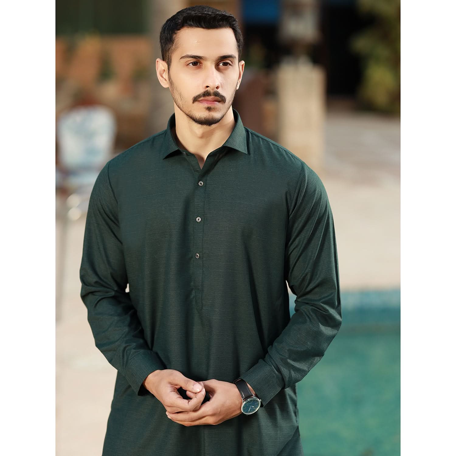 Eminent Men's Trim Fit Plain Shalwar Suits - Green, Men's Shalwar Kameez, Eminent, Chase Value