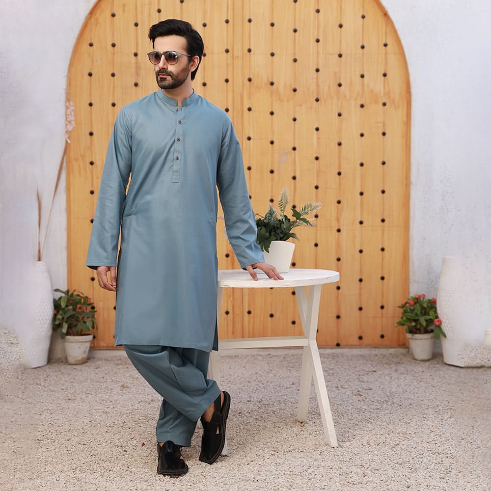 Valuables Men's Plain Shalwar Suit - Light Blue, Men's Shalwar Kameez, Chase Value, Chase Value