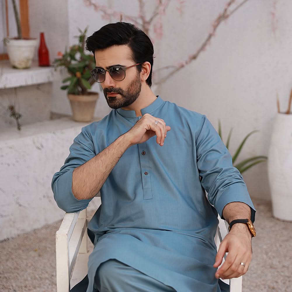 Valuables Men's Plain Shalwar Suit - Light Blue, Men's Shalwar Kameez, Chase Value, Chase Value